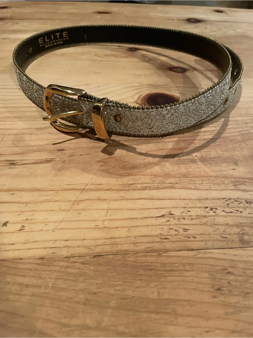 Vintage Elite Silver Gold Sparkle Bling belt Y2K dressy or casual western L